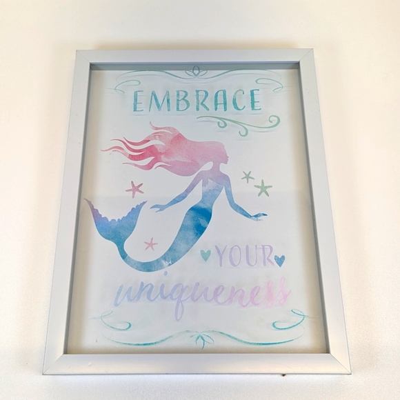 Nanette Lepore Embrace Your Uniqueness Mermaid Wall Art Framed Glass - Picture 1 of 8